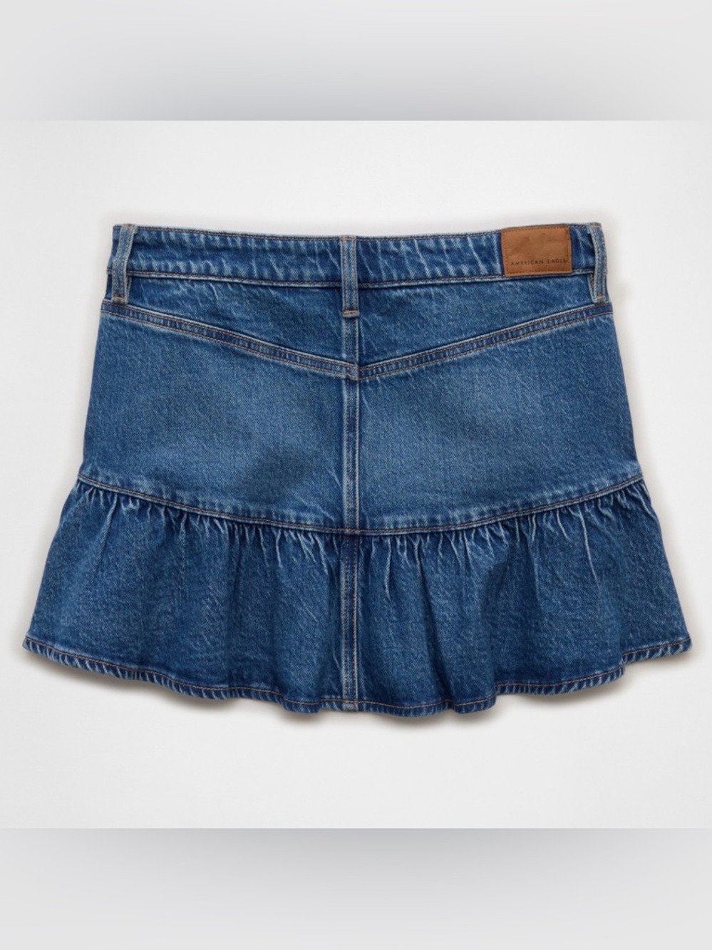 NWT American Eagle Ruffle Hem High Rise Denim Mini Skirt Size 0 / 25W - Picture 4 of 10